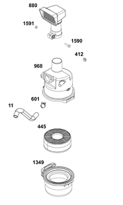 Air Cleaner Group Diagram and Parts List for 19N332-0001-H7 100000 - 19Z999 Briggs and Stratton Engine